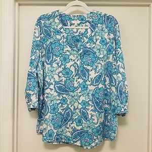 Coral Bay Tropical blue tunic 1X